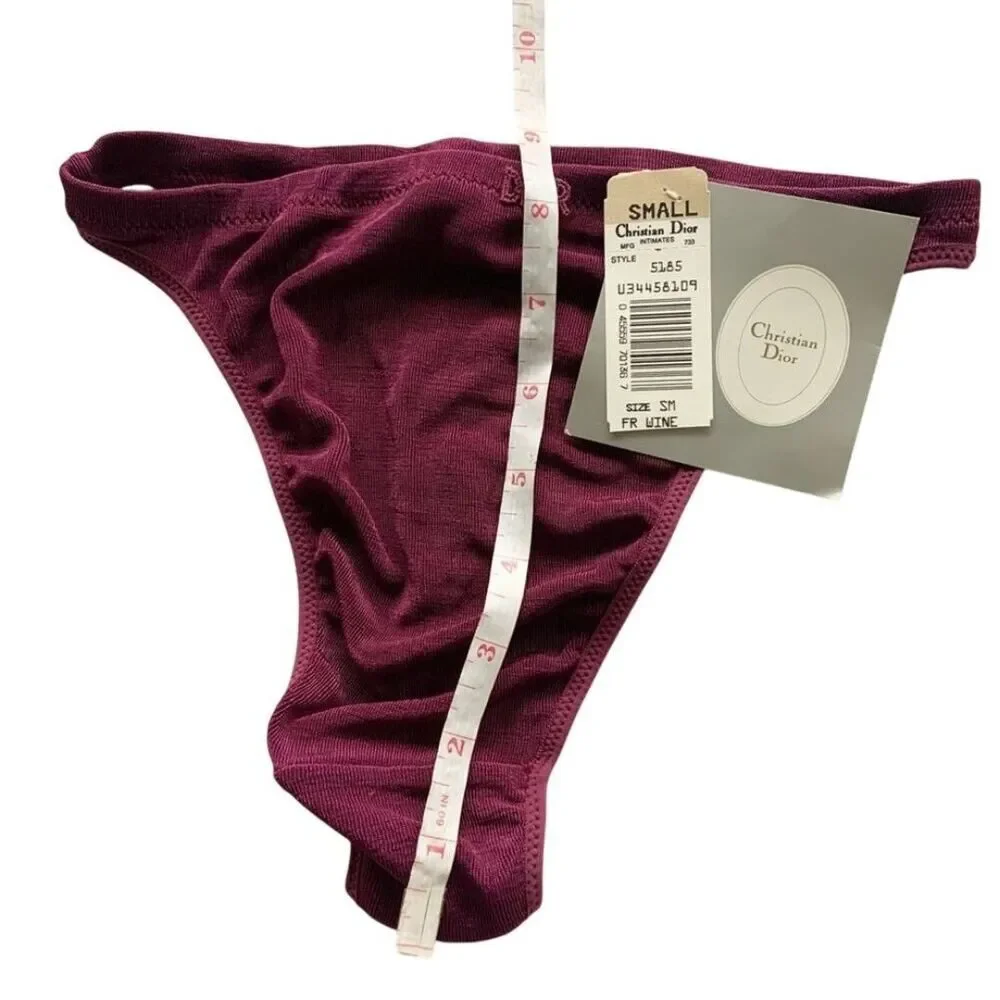 Christian Dior Intimates Vintage Thong Underwear New with Tags Size Small Wine - Picture 12 of 12